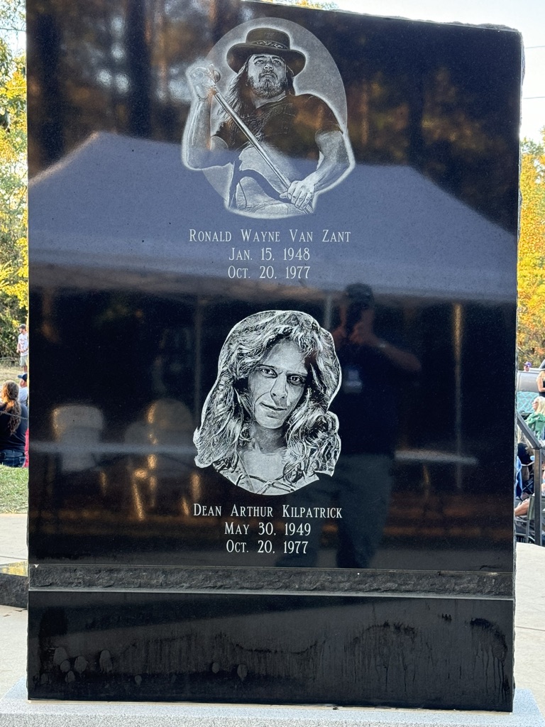 Memorial stone at the crash site near Gillsburg, Mississippi
